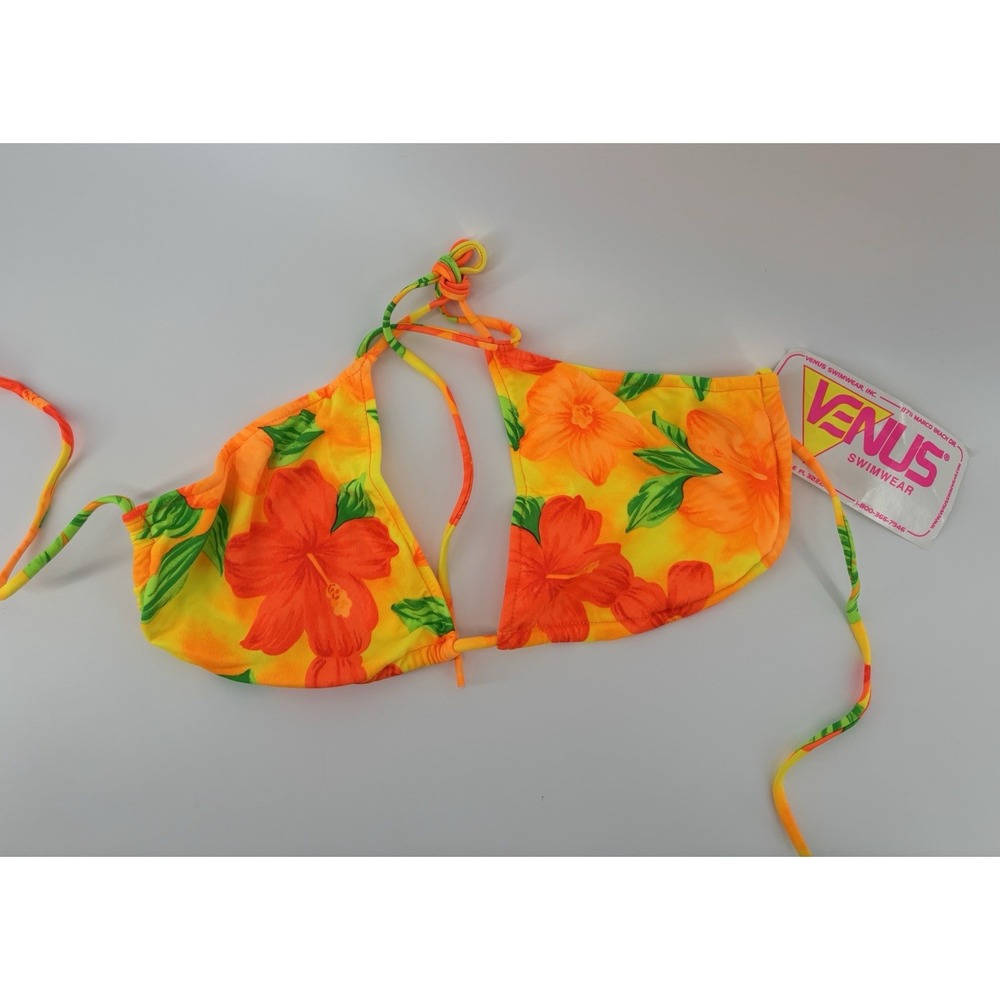 NWT Vintage Venus Triangle Bikini Top Swimwear Sz D Cup Retro Vibrant USA Made